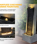 7-Tier Rock Water Fountain With Lights For Outdoor Garden Decor, Cascading Waterfall For Patio or Indoor Art Decor
