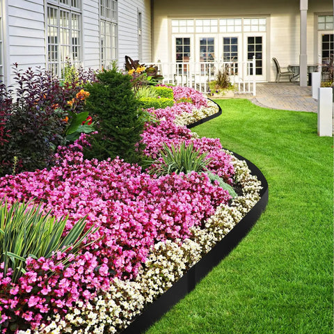 4.5 Inch Galvanized Steel Landscape Edging Kit, 10 Pack Hammer In Metal Lawn Border For Yards And Pathways around garden beds