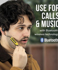 Man using Bluetooth 6.0 Hearing Protection Earbuds With 19dB NRR, Hands Free Calls And Tunes, IPX4 Water And Sweat Resistant, 10 Hour Battery.