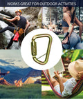 Auto Locking Carabiner 50KN For Tough Climbs And Rappelling Heavy Duty Steel D Shaped Captive Pin UIAA ANSI Compliant Rock Climbing Gear