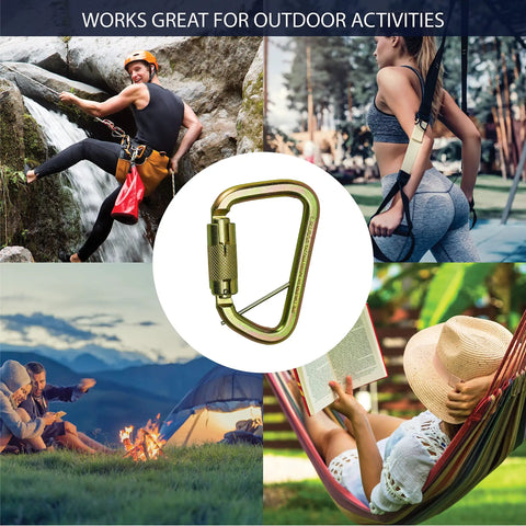 Auto Locking Carabiner 50KN For Tough Climbs And Rappelling Heavy Duty Steel D Shaped Captive Pin UIAA ANSI Compliant Rock Climbing Gear