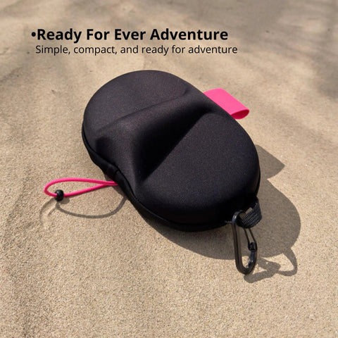 Semi Hard EVA Mask Case For Snorkeling And Scuba Gear With Crush Resistant Front Shell And Flexible Back on sand