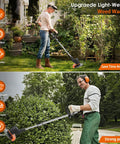 Two people using Cordless Weed Wacker With Dual 21V 2000mAh Batteries 3 In 1 Electric String Trimmer And Brush Cutter in garden.