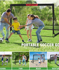 Portable Pop Up Soccer Goals Set For Backyard Play Two 6x4 Ft Kid Sized Goals With Ball Pump Cones And Carry Bag