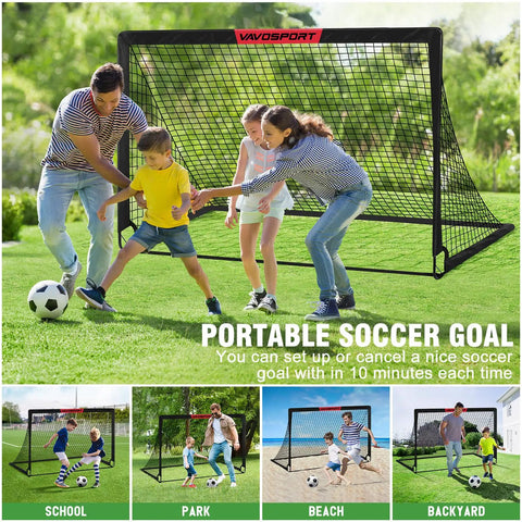 Portable Pop Up Soccer Goals Set For Backyard Play Two 6x4 Ft Kid Sized Goals With Ball Pump Cones And Carry Bag