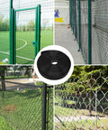 Chain Link Fence Privacy Slats Tape Kit With 246 Ft Length And One Point Eight Five Inch Width Includes 200 Zip Ties And Puncher For No Fuss Easy Install Black Durable Weather Resistant Privacy Cover That Keeps Neighbors Out shown installed on various fences