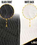 US Cargo Control 80X72 Inch Heavy Duty Moving Blankets thick padded furniture padding, showing black front and white back.