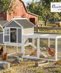 82 Inch Wooden Chicken Coop For 2 To 3 Hens Backyard Hen House With Nesting Box Pull On Tray Ramp And Roosting Bars Large Run Space All Weather Roof And Easy Clean Design In Gray