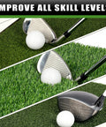 Tri Turf Golf Hitting Mat With Heavy Duty Rubber Backing For Indoor Or Outdoor Practice showing three club types on turf