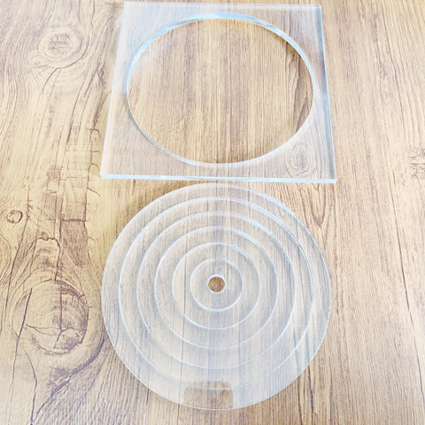 Slick Multi Circle Router Jig For Pro Woodworkers And Craft Pros Offering Laser Cut Acrylic Precision. Precision acrylic circles for wood routing.