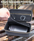 Rugged Travel Case For Mini Smart Telescope And Accessories - Drop Safe EVA Shell, Shock Absorbent Interior, Dustproof And Water Resistant, Custom Divider And Compact Carry Case For Mini Digital Astronomy Gear open on bench