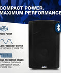 TX412 700W 12 Inch Powered PA Speaker With TWS Bluetooth, front view, highlighting compact design and power features.