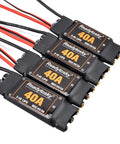 4-pack 2-4S 40A Brushless ESC with 5V 3A BEC for F450 S500 ZD550 RC helicopters and quad copters, easy install, stacked view