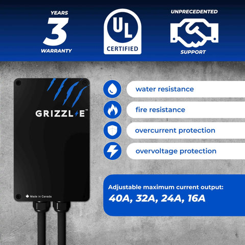 Beefy Level 2 240V EV Charger With 24 Foot Premium Cable NEMA 14-50 Plug UL Certified Metal Enclosure features