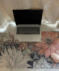 Large Boho Floral Desk Pad 31.5 By 15.7 Inches With Non Slip Rubber Base for Gaming Mouse Keyboard and Laptop in Home Office