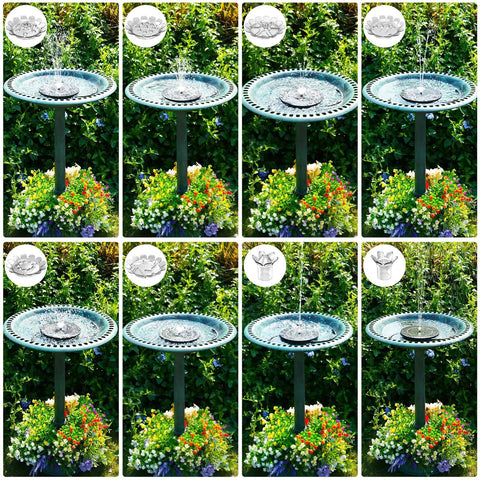 28 Inch Solar Powered Bird Bath With 3.5 Watt Fountain Kit And 8 Nozzles For Outdoor Backyard Garden Courtyard Weather Resistant Polyresin Pedestal Green Finish