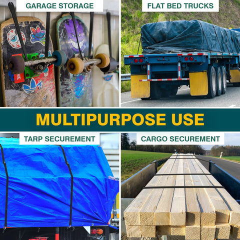 Built Tough Heavy Duty Rubber Bungee Cords With Hooks For Tarp And Cargo 10 Inch Pack Of 10 Made In USA EPDM Rubber