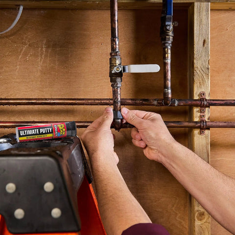 Two Ounce Epoxy Putty Stick That Delivers A Fast Hardcore Waterproof Bond For Cars Boats Plumbing And Home Repairs Cures Dark Gray Heat Resistant Up To 350 Fahrenheit Holds Four Tons Chemical And Fuel Resistant used on copper pipes in a plumbing repair