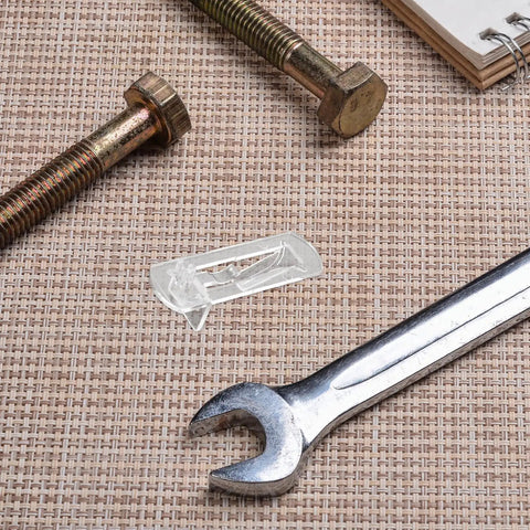 10 Piece Plastic Locking Shelf Pegs ABS Pins For Cupboards And Cabinets No Tools Needed For Quick Setup shown with bolts and wrench