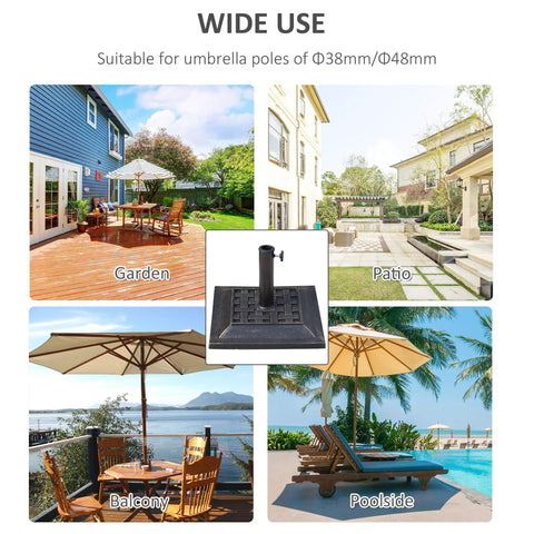 Heavy Duty Resin Umbrella Base Stand For Patio Market Parasols in garden, patio, balcony, poolside settings with square bronze finish