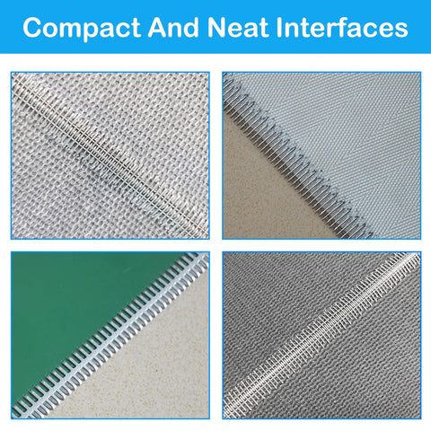 Close-up of neat interfaces on PVC PVK belts using 14 Inch Manual Roller Lacer Conveyor Belt Lacing Tool For PVC PVK Belts Mechanical Splice Kit