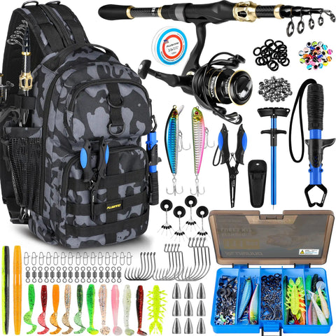 back pack fishing rod and reel All In One Fishing Backpack With Rod And Reel Waterproof Gear Pack Rod Holder And Tackle Boxes Handy Tool Kit Ideal Gift For Men Great For Bass Trout