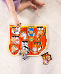 Child placing piece into Farm Animals Jumbo Knob Puzzle For Toddlers Wooden Peg Puzzle For Early Learning Shape Recognition