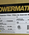 Beefed Up HEPA Filter For PM2200 3 HP Dust Collector packaging label with specifications and barcode