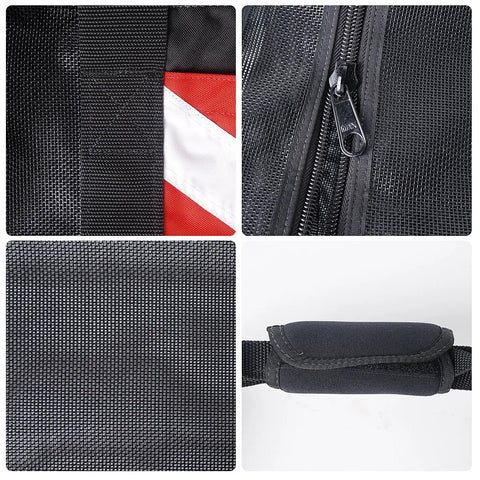 Details of Rugged Large Mesh Dive Duffel Bag For Surf Scuba Snorkel Gear Beefy Heavy Duty PVC And 1600D Nylon Tote with Diver Flag