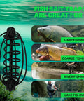 10 Pack Spring Fishing Feeders 25g Each For Carp Crucian And Bream Tackle, Durable Iron Lead Cages, fishing scenarios shown