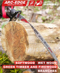 Japanese Teeth Reciprocating Saw Blade 15 Inch Arc Edge Coarse Cut 6 TPI Pruning Blade cutting through log