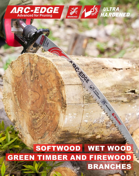 Japanese Teeth Reciprocating Saw Blade 15 Inch Arc Edge Coarse Cut 6 TPI Pruning Blade cutting through log