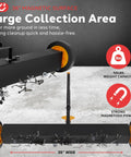 Heavy Duty Rolling Magnetic Sweeper Workhorse With Adjustable Handle Mega Pull Yard Boss Gear For Scrap Pickup And Garage Cleanup Solid Steel Frame 36 Inch Wide Magnet on a concrete surface, showcasing large collection area with collected metal debris.
