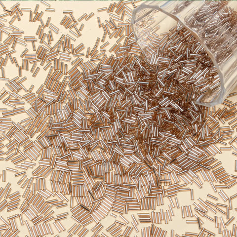 Glass Bugle Beads Bulk 4200 Pcs 2x6mm Champagne Pink Long Tube Seed Beads for Jewelry Making and Crafts