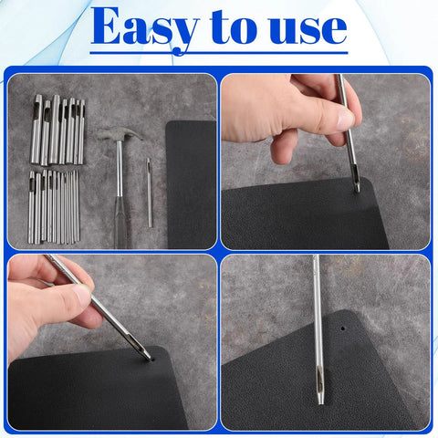 Heavy Duty Leather Hole Punch Kit With 22 Sizes From 0.5mm To 12mm Durable High Carbon Steel Hollow Punches demonstration
