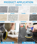 5 Inch Diamond Polishing Pads Wet Dry Set For Quartz Marble Granite Concrete Countertops Includes Grit 50 100 200 400 800