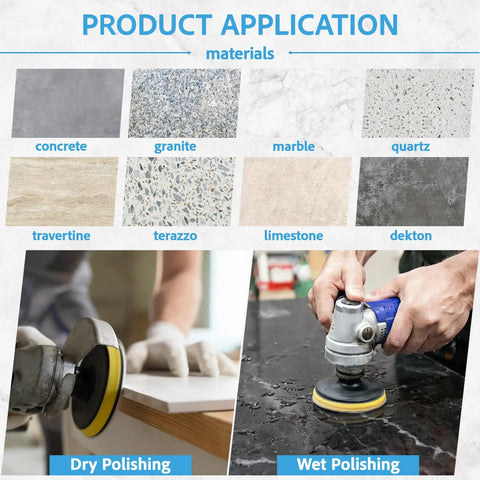 5 Inch Diamond Polishing Pads Wet Dry Set For Quartz Marble Granite Concrete Countertops Includes Grit 50 100 200 400 800