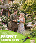 Couple in garden with Ultra Sharp 15 Inch Grass Shears With 360 Degree Swivel Blades For Precise Lawn Trimming as perfect gift