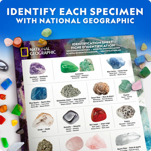 Rock Collection Kit For Kids With 300 Plus Real Gemstones Crystals And Minerals Includes Two Geodes Identification Sheet