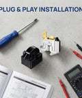 PTC Starter Relay 1 Pin For Refrigerator Replacement Kit with 6750C-0005P Overload Protector on installation setup surface