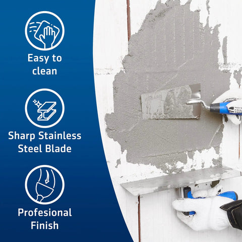 7 Inch Stainless Steel Margin Trowel With Soft Grip Handle Flat Masonry Hand Trowel Tool Durable Italian Steel for applying mortar on wall