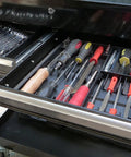 Tool Sorter Screwdriver Organizer Tray for Quick Access and Easy Grab Keep Your Screwdrivers Sorted and See Every Driver at a Glance Black Durable Plastic in tool chest drawer