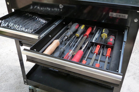 Tool Sorter Screwdriver Organizer Tray for Quick Access and Easy Grab Keep Your Screwdrivers Sorted and See Every Driver at a Glance Black Durable Plastic in tool chest drawer