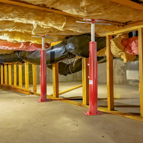 Adjustable Basement Floor Jacks For Leveling Crawlspace Posts 12 To 16 Inch Beam Brace Kit For Joists And Cellar Ceilings Screw Pole Jack For Heavy Duty Lifts During Renovations
