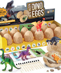 Dig Up 12 Dino Eggs And Uncover 12 Unique Dinosaur Models With A Totally Hands On Dino Dig Kit For Kids, includes eggs and chisels