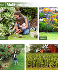 Collage of multi-purpose garden and farm settings with people using soil probes for sampling in backyard, orchard, and farm.