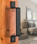Black 8 Inch Barn Door Handle Set Of 2 With Screws Included For Sliding Doors Cabinets Closets And Drawers, Heavy Duty Carbon Steel