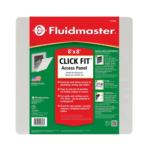 Dead Simple Snap Fit Eight By Eight Inch White Access Panel For Walls And Ceilings Screwless Cover, designed for plumbing and wiring access.