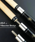 58 Inch Grade A Canadian Maple Pool Cue Featuring 13mm Tip And Adjustable Weight with embedded anti-vibration design.