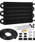 Universal Aluminum Transmission Cooler Kit With Six Pass Tube And Fin Design For Most Vehicles With Five Sixteenth Inch Lines